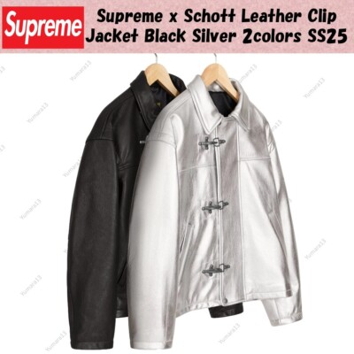 Supreme x Schott Leather Clip Jacket Black Silver 2colors SS25 | eBay