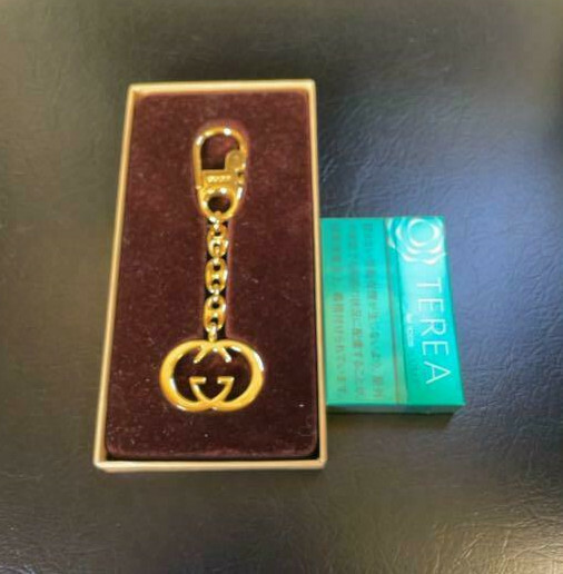 GUCCI Original Gold color Key holder Key Ring Charm wz/Box Super