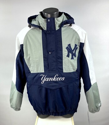 Yankees Jacket New York Starter Hooded Half Zip Pullover Jacket