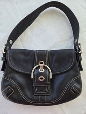Vintage Coach Shoulder Bag Small Black Jacquard Soho Signature