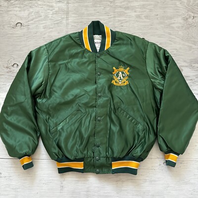Vintage 90s MLB Delong Oakland Athletics A's Satin Baseball Jacket