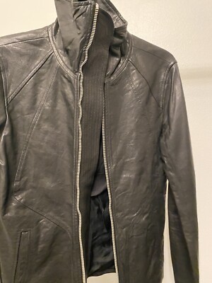 NEW Rick Owens Intarsia High Neck Leather Jacket FW11 Motocycle