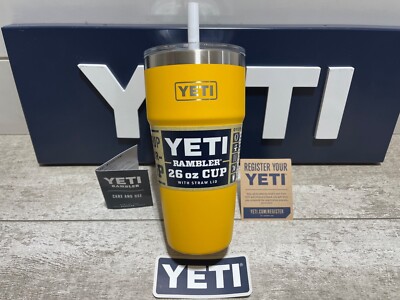 Yeti Rambler 26 oz. Stackable Cup Alpine Yellow Straw Cap for sale