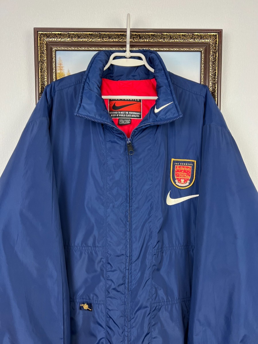 Vintage 90's Nike Arsenal Football Jacket Soccer Blue Bomber