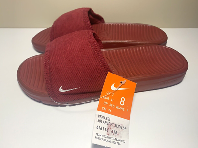 NWT Men's SIZE 8 NIKE SOLARSOFT SLIDES RED CORDUROY SANDAL