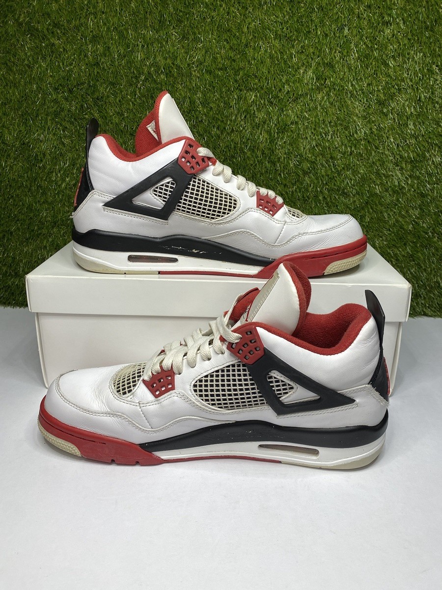 Air Jordan 4 Fire Red Retro Size 10.5 Mens White Black Sneakers
