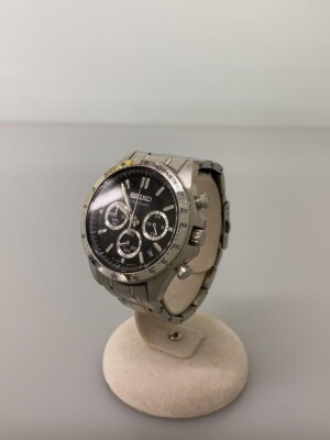 SEIKO CHRONOGRAPH 8T63-00D0 100M Quartz Date Black Dial Wristwatch