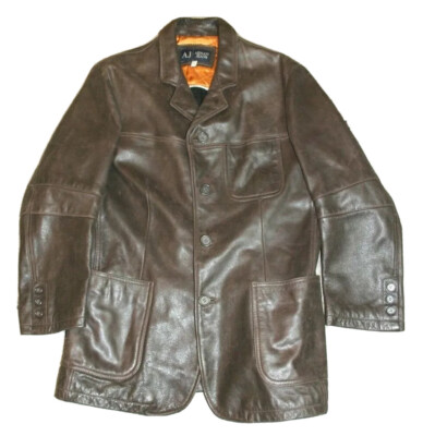 Vintage Armani Jeans Simin T Quilted Leather Jacket Size 34 Made