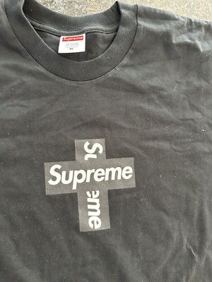 Supreme Cross Box Logo Tee Black White F/W 20 | eBay