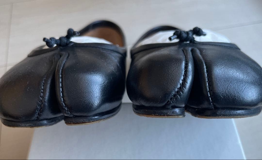 Maison Margiela Tabi Ballet Flats Ballerina Shoes Black Leather
