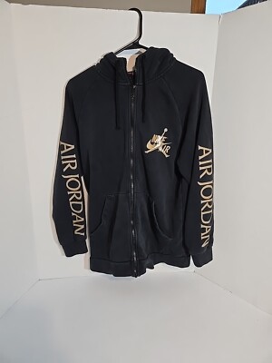 Nike Air Jordan Jumpman Classic Black Gold Full-Zip Hoodie Men's