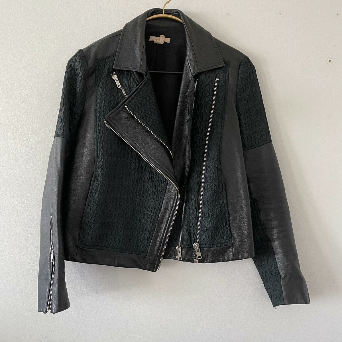 Helmut Lang Leather Biker Jacket Black & Green - Medium | eBay