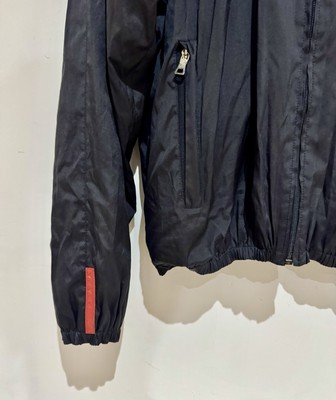 Vintage PRADA SGV126 09W Sport Black Full Zip Windbreaker Bomber