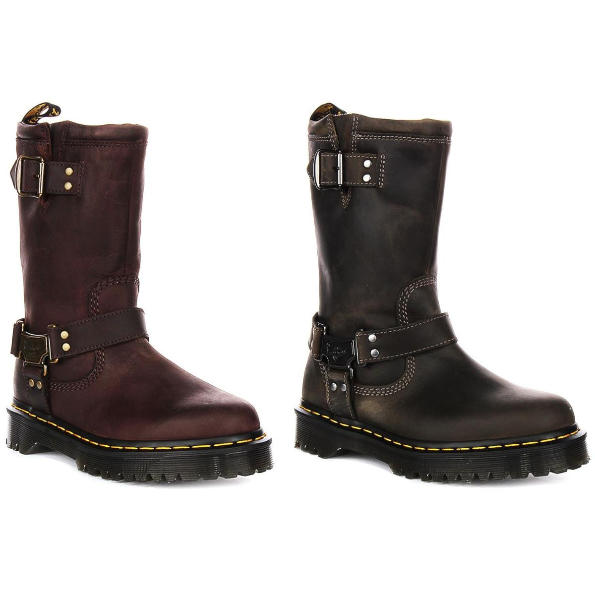 Dr Martens Anistone Hi Tall Pull On Biker Womens Boot In Brown US