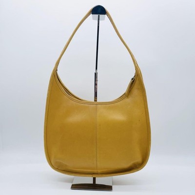 Rare Vintage Coach Ergo Zip Shoulder Bag Yellow Leather Old Style