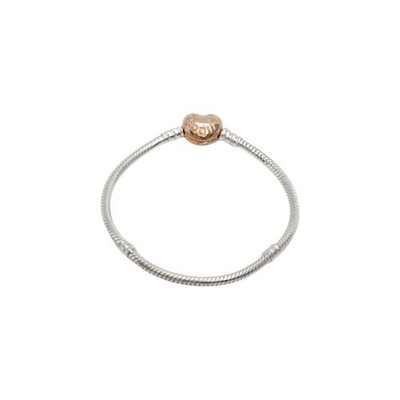 Pandora Heart Clasp Snake Chain Bracelet Silver Rose Gold 18cm