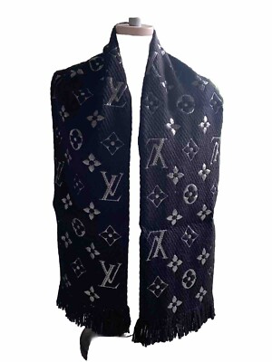 Louis Vuitton LV Monogram Logomania Shine Black Scarf Brand New | eBay