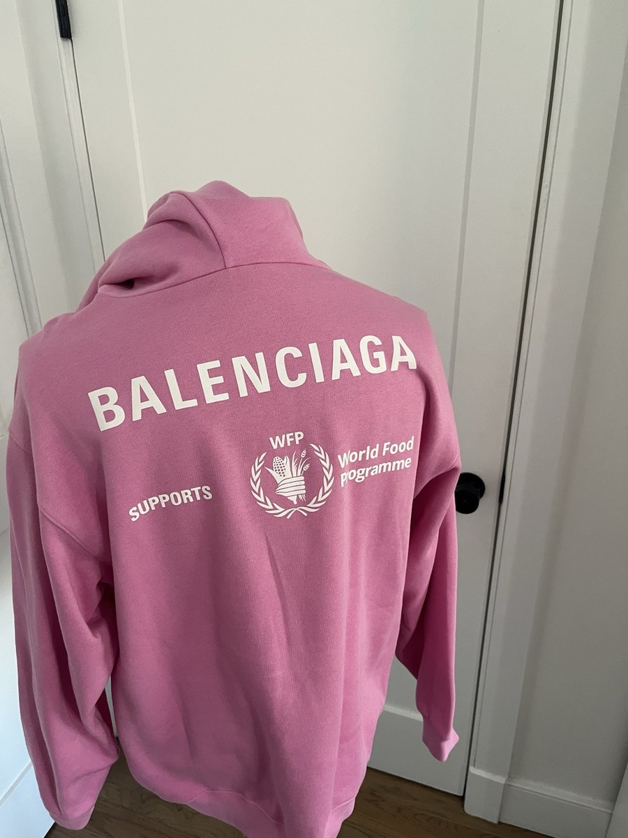 NWT UNISEX BALENCIAGA LOGO WFP HOODIE PINK SIZE SMALL | eBay