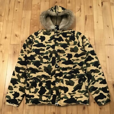 BAPE camo Fur Puffer Down Jacket a bathing ape NIGO Size M | eBay