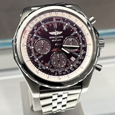 BREITLING BENTLEY MOTORS T 49mm BLACK BURGUNDY DIAL STAINLESS