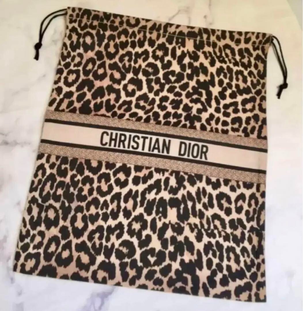 DIOR Drawstring Pouch Mitzah Collection leopard print 28.5×23.2cm