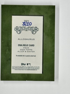 🔥RARE 2024 Topps Allen & Ginter DNA Fossil Relic Allosaurus 3/10