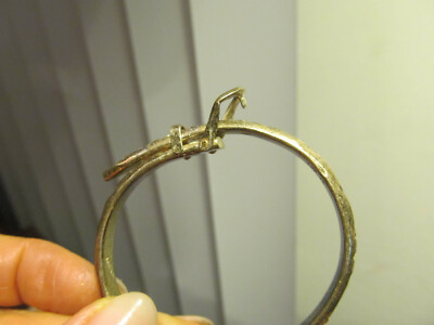 Vintage Sterling Silver 925 Buckle Belt Bangle Patterned Bracelet