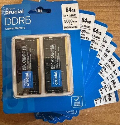 Crucial 64GB Kit (2x 32GB) DDR5 5600 PC5-44800 Laptop Memory