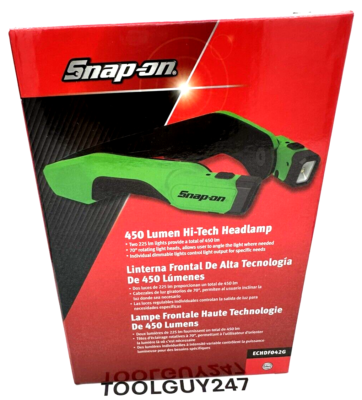 SNAP ON ECHDF042 G HIGH-TECH HEADLAMP LIGHT GREEN 450 LUMENS