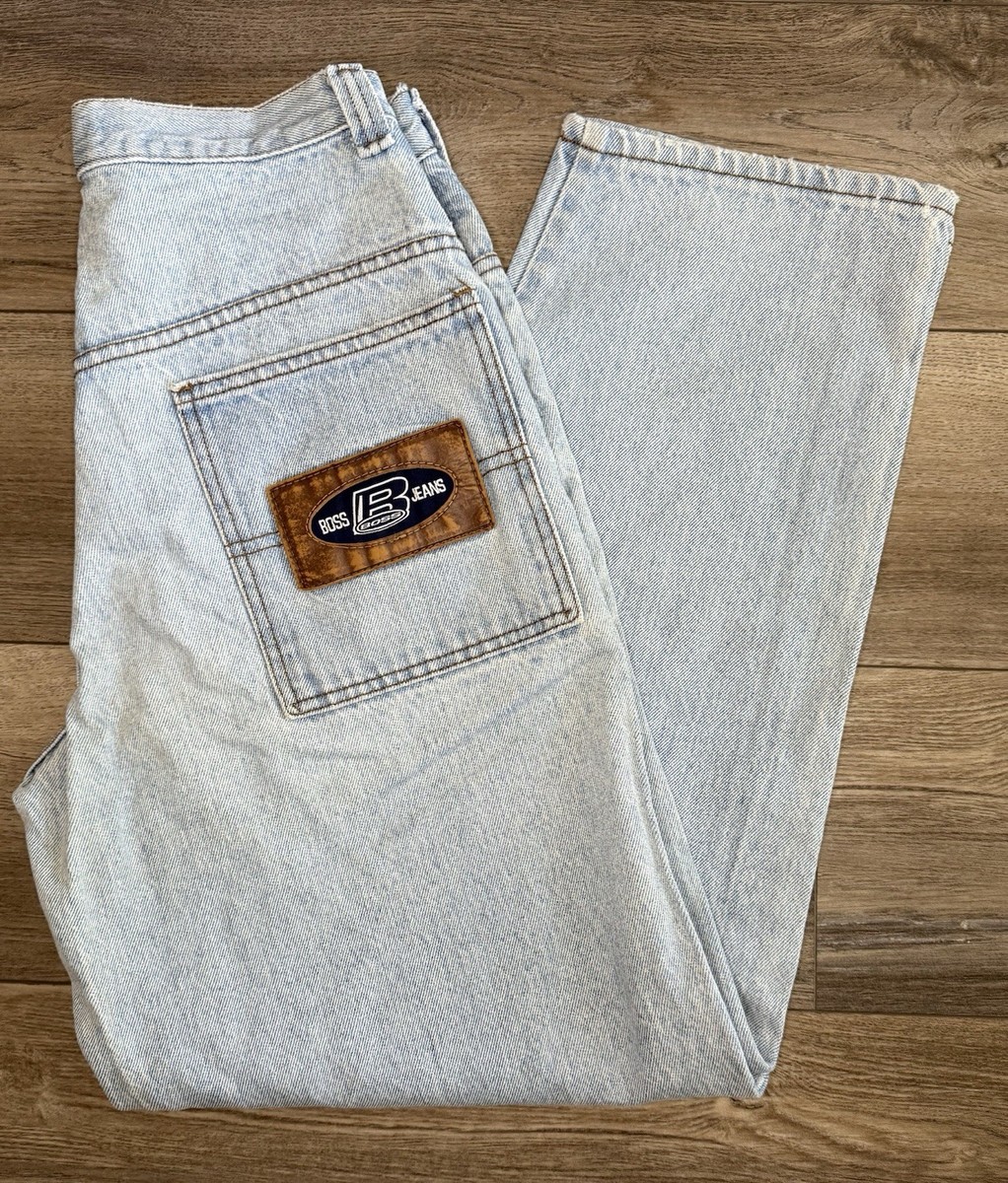 VTG BOSS Jeans Mens 30 X 30 Baggy Embroidered Y2K 90s Hip Hop