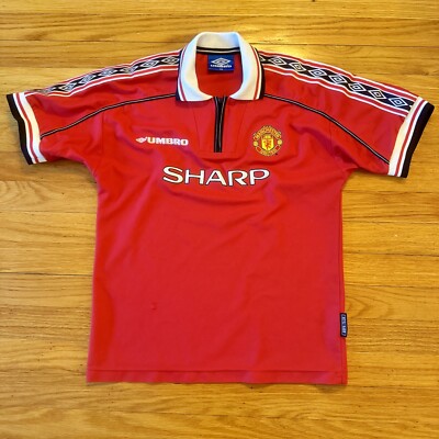 Vtg Manchester United 98-00 Home Football Shirt Jersey Umbro Boy L
