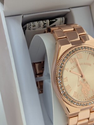 US Polo Assn. USC40225AZ Womens Rose Gold Quartz Round Analog