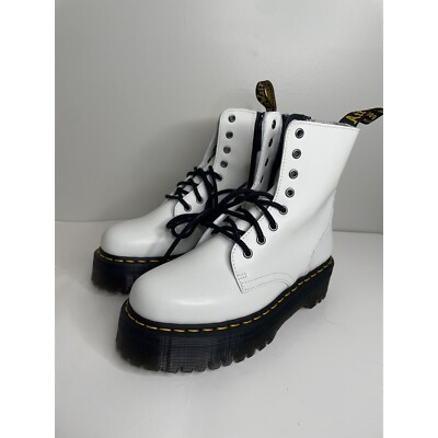 Doc Dr Martens Jadon White Smooth Leather Platform Lace Up Combat