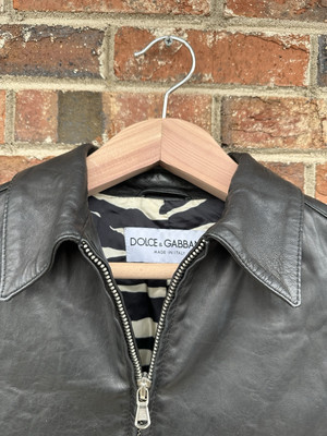 Vintage 90s Dolce & Gabbana Men's Black Leather Jacket Size 46 M/L