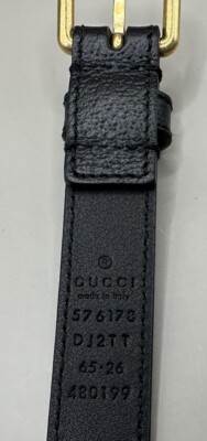 Gucci Bee Accent Women's Leather Skinny Belt Black Size 65 / 26