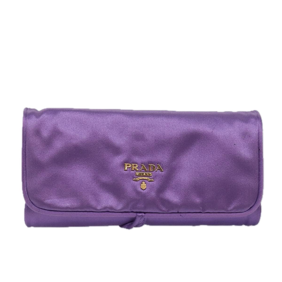 PRADA Jewelry Case Cosmetic Pouch Satin Purple Auth 74450 | eBay