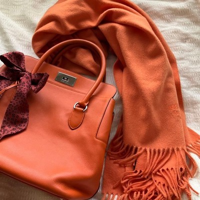 Hermes Toolbox 26cm Orange Leather with Strap & Cadenas Used | eBay