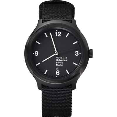 Mondaine Helvetica No1 Bold Steel Black Dial Mens Quartz Watch MH1