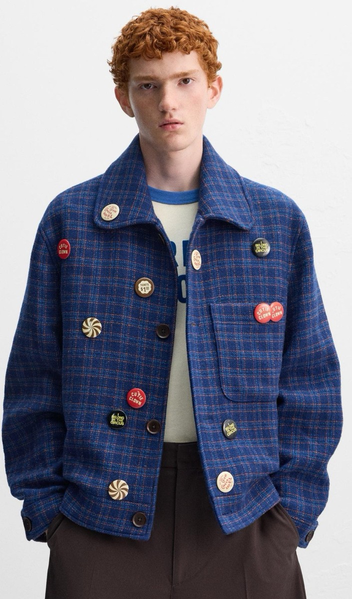 ZARA X Harry Lambert Man CHECKERED JACKET BLUE. Size XL. Limited