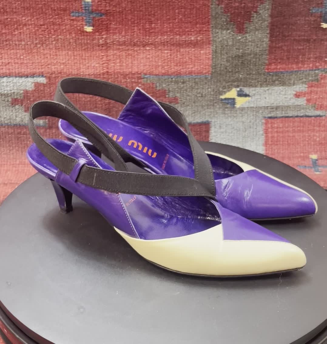 Vintage Miu Miu Avant-garde sling back geometric heels sz 38.5