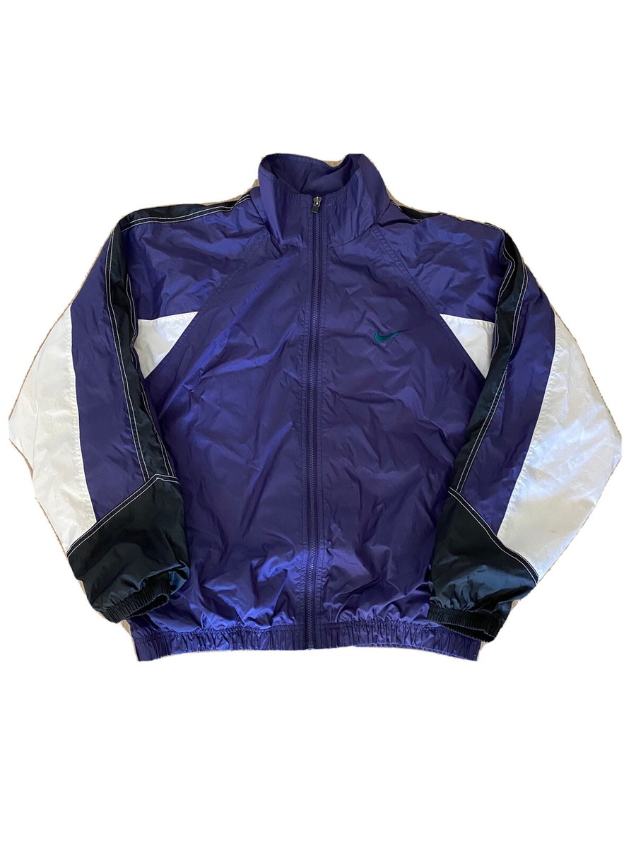 Vintage 90's Nike Full Zip Windbreaker Purple White Black Green