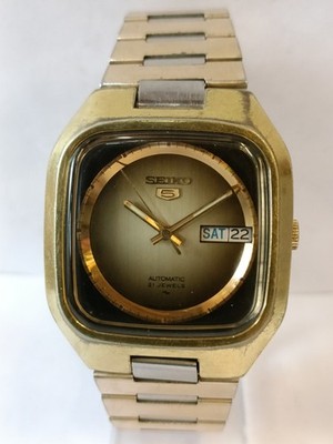 VINTAGE SEIKO 5 21J AUTOMATIC DUAL TONE DIAL 7019-5090 JAPAN MEN'S