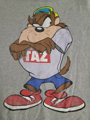 Vintage 90s Looney Tunes Taz Tasmanian Devil Rap Hip Hop