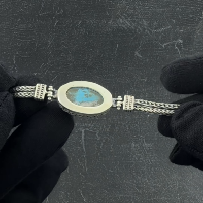 925 Sterling Silver Original Turquoise Stone Men's Bracelet | eBay