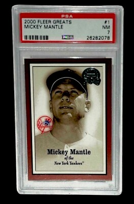 MICKEY MANTLE 2000 FLEER GREATS #1 PSA 7 NM BASEBALL TRADING CARD
