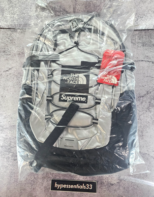 Supreme North Face SS18 Metallic Silver Backpack Borealis Brand