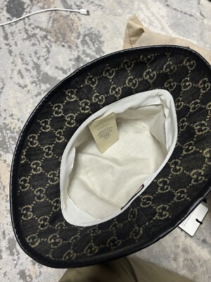 NIB Gucci denim leather trip UNISEX bucket hat - size M/58 | eBay