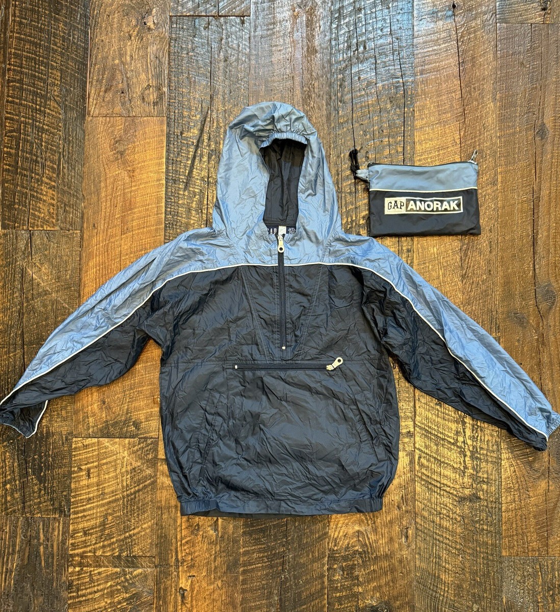 Vintage GAP ANORAK Nylon Windbreaker Jacket & Bag - Age 9-12 L/XL