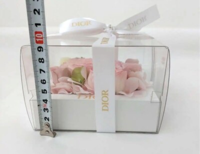 Christian Dior Preserved Pink Rose Flower W/ Gift Wrapped Acrylic