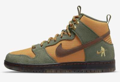 PASS~PORT × Nike SB Dunk High Work Boot DO6119-300 Green Orange